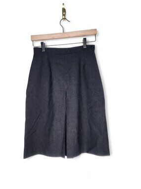 1990s Saks Fifth Avenue Charcoal Gray Vintage Wool Skirt Size 6P